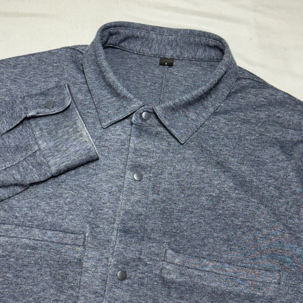 Lululemon Soft Knit Snap Overshirt Mens S Gray Heathered Long Sleeve‎ Shacket